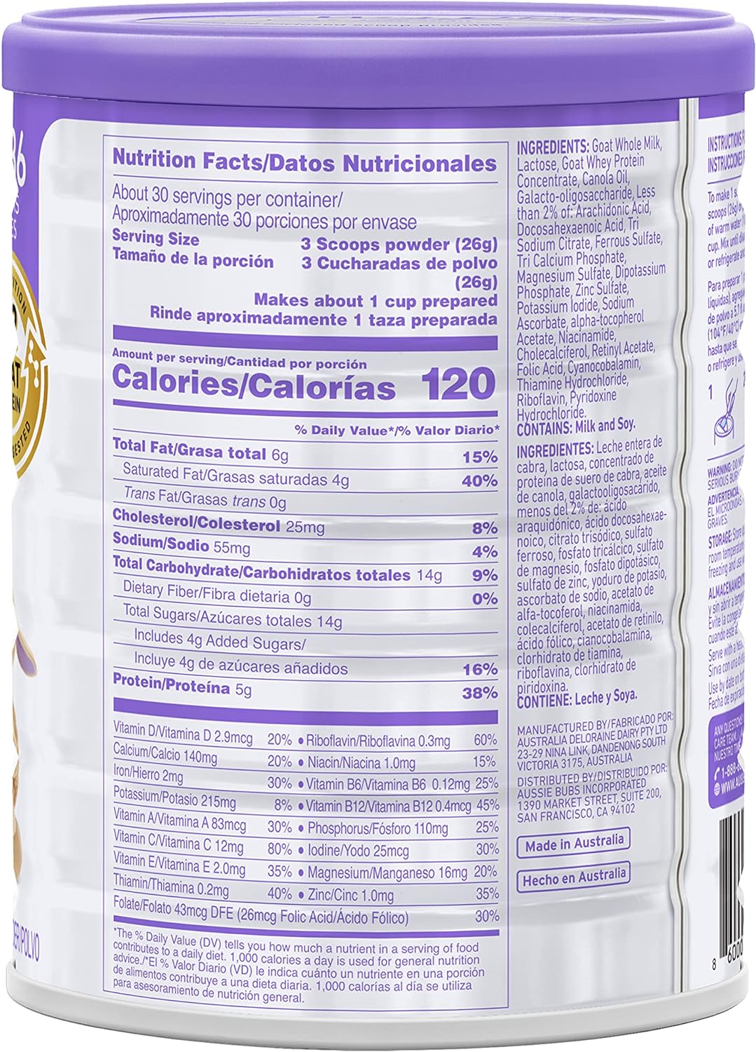 Aussie Bubs Australian Goat Milk-Based Toddler Formula, For Kids 12-36 months, Made with Fresh Goat Milk, 28.2 oz - Image 8